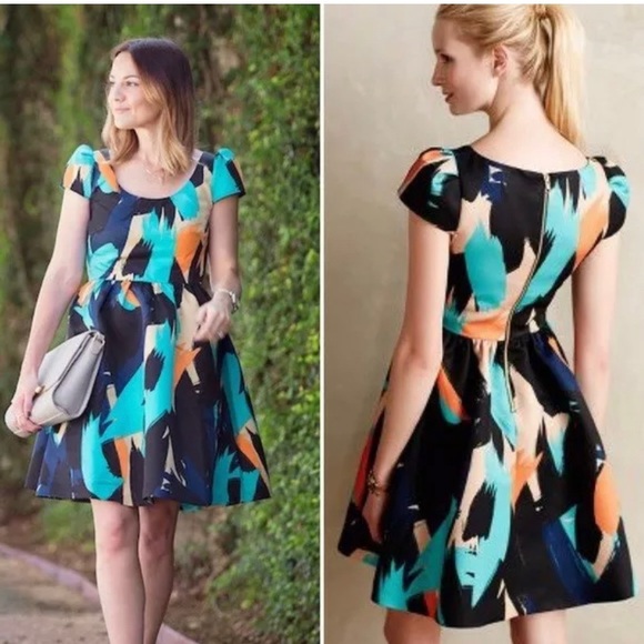 Anthropologie Dresses & Skirts - Moulinette Seours Pinion Brush stroke fit&Flare 0